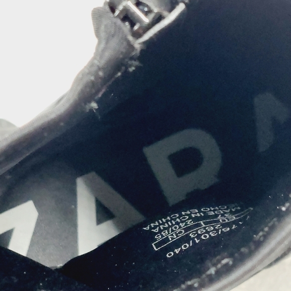 Zara Black Leather Round Toe Low Heel Pull On Ankle Boots V488 - Picture 9 of 13